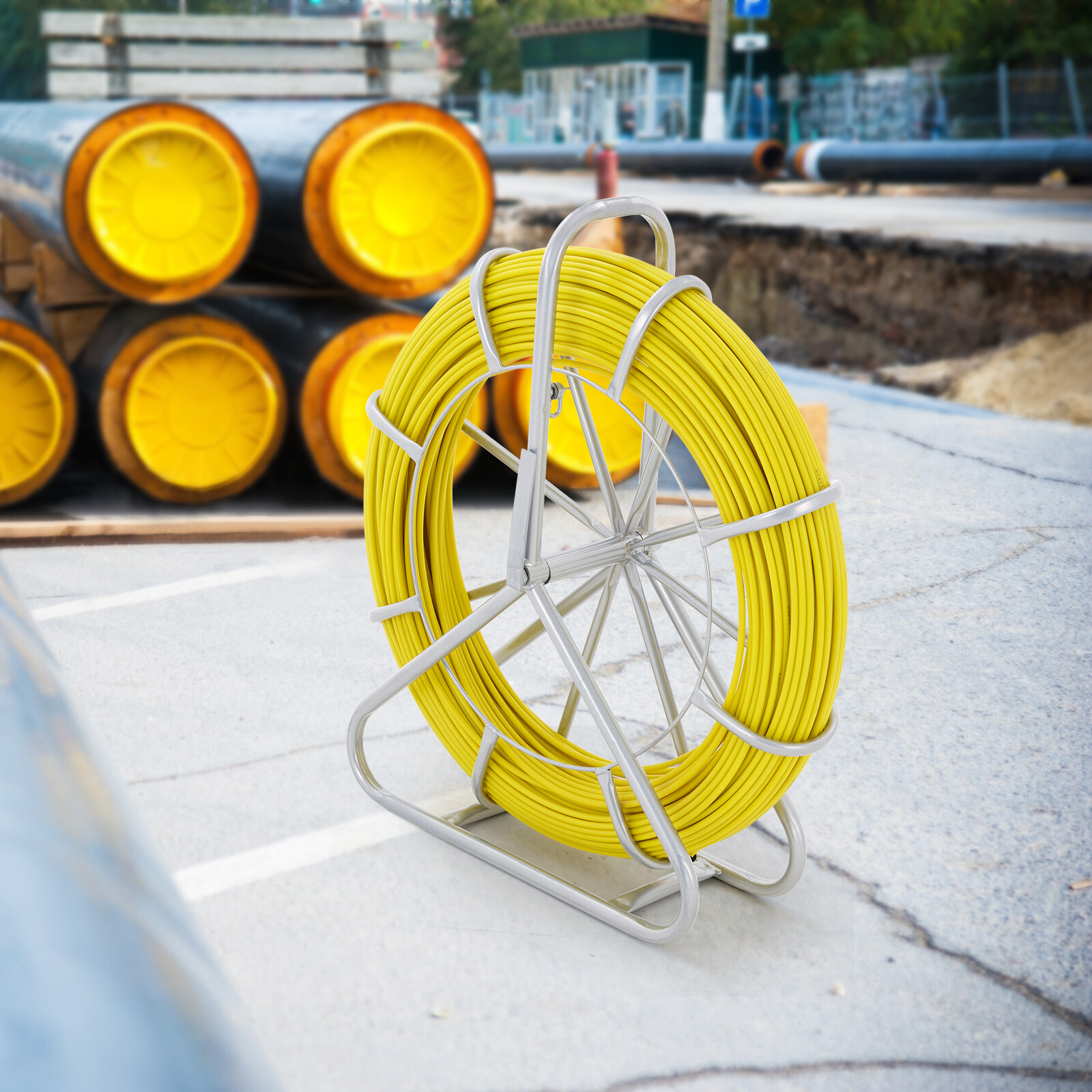 VEVOR 425FT1/4 inch Fish Tape Puller Fiberglass Wire Cable Running Duct Rodder