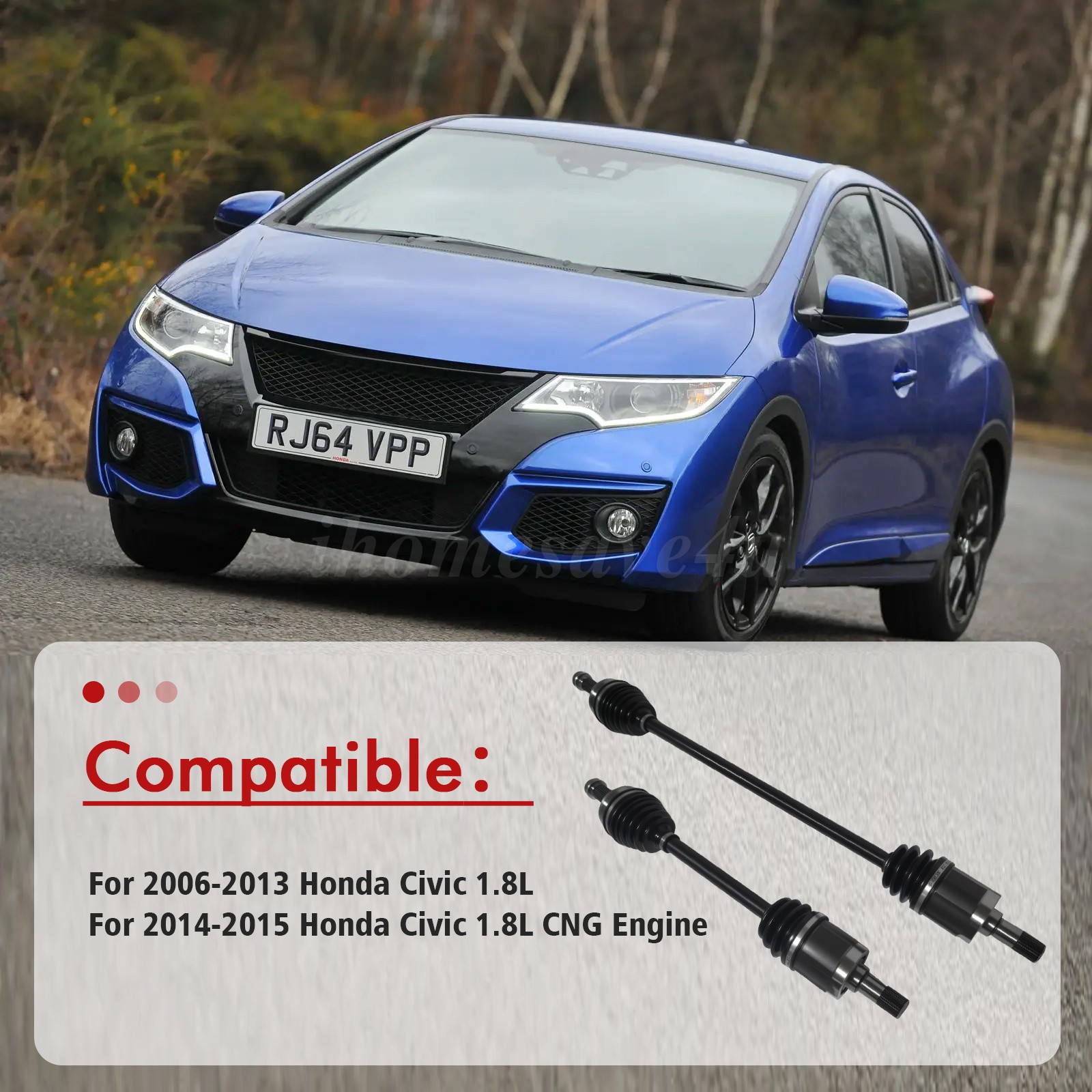 Pair Front CV Axle Shaft Set For 2006 2007 2008 2009 2010-2015 Honda Civic FWD