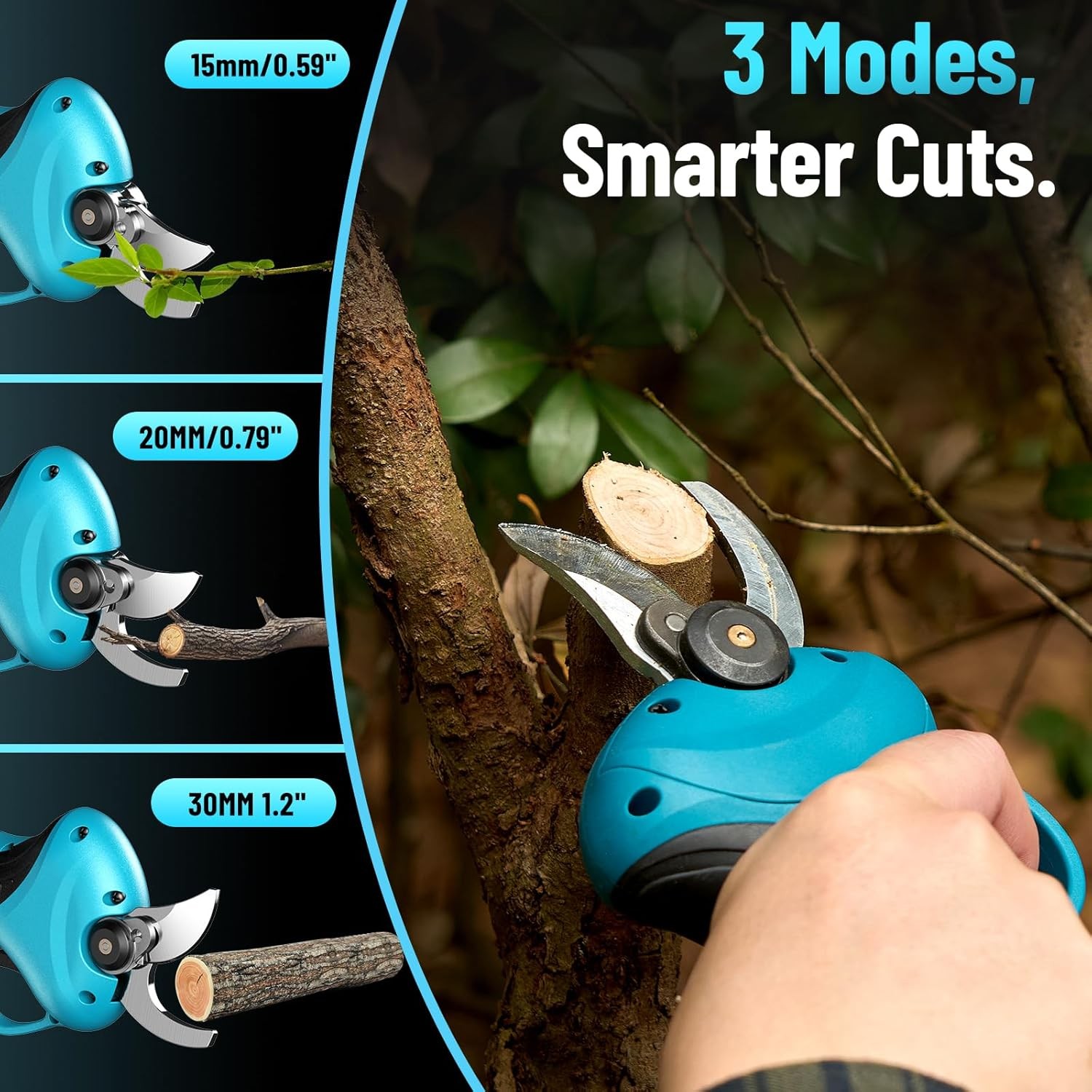 Seesii 2 in 1 Cordless Electric Pole Pruning Shear 15FT Reach 2x4000mAh Battery