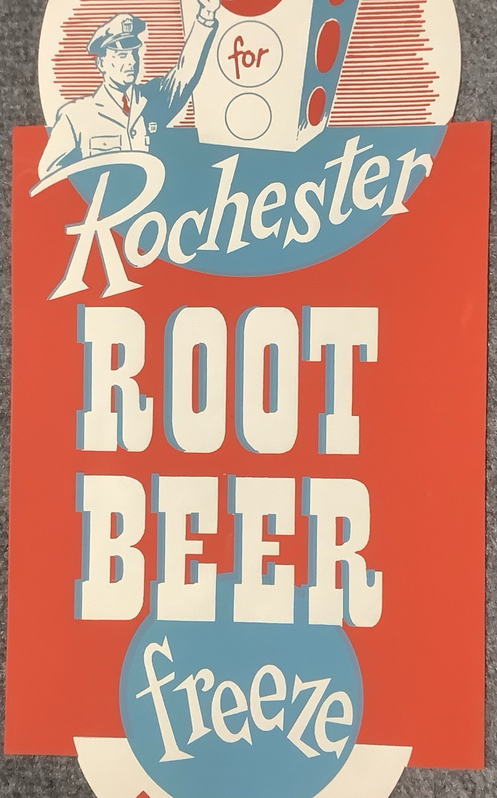 VINTAGE NEW-OLD-STOCK ROCHESTER ROOT BEER FREEZE PAPER ADVERTISING SIGN