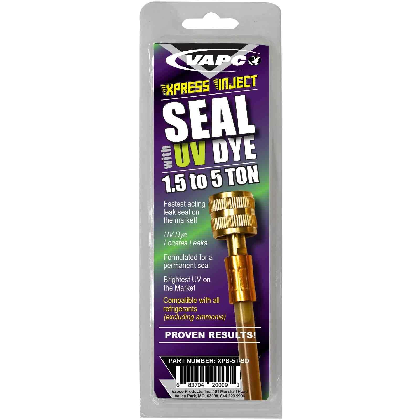 Vapco XPS-SSD Xpress Seal + UV Dye Direct Inject AC Leak Sealant, up to 1.5 Tons