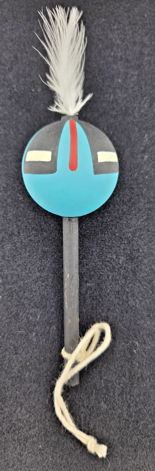 Hopi Kachina Ceremonial Spiritual Rattle Native American Indian Feather Folk Art