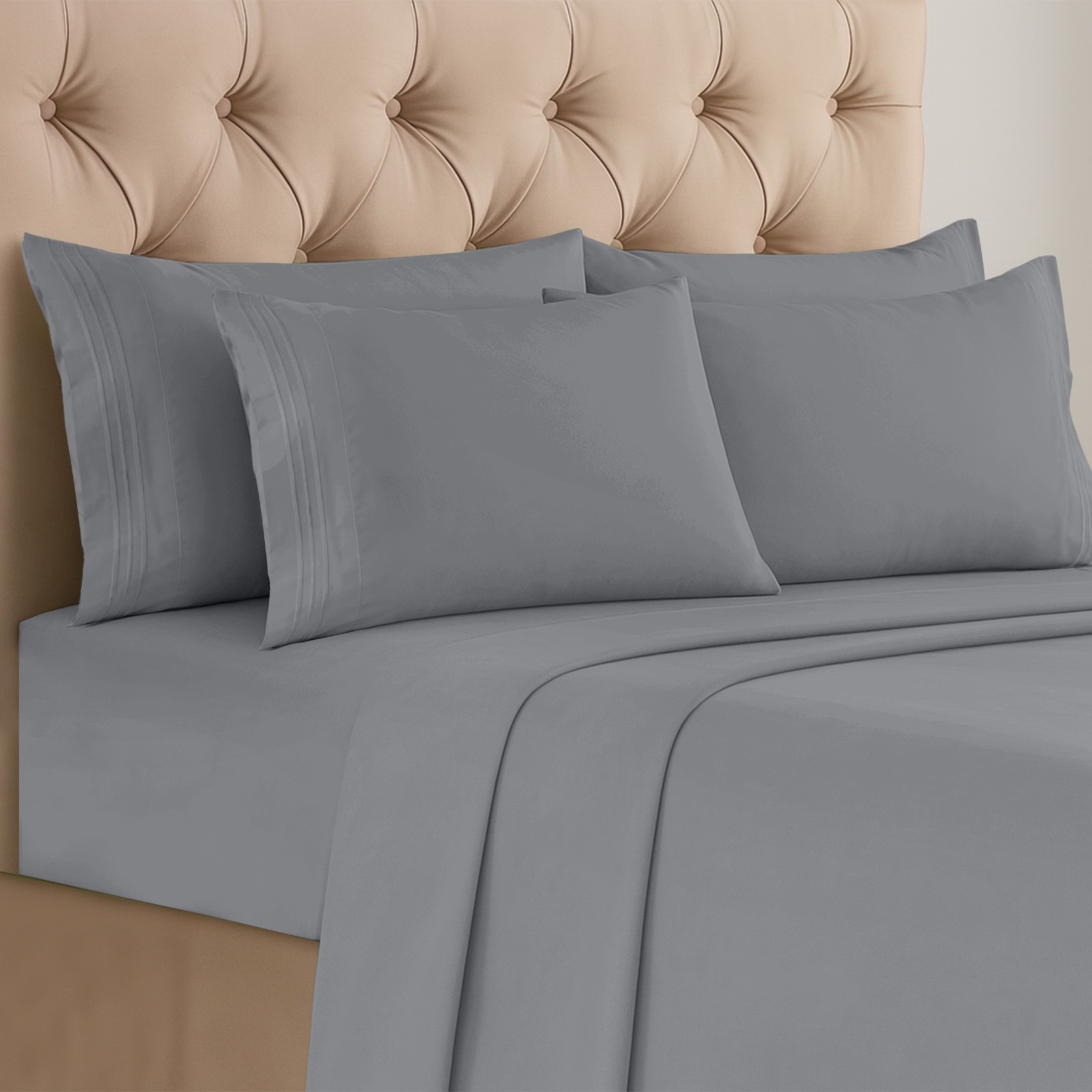 6 Pcs Bed Sheet Set Soft Deep Pocket Microfiber Hotel Quality Bedding Sheets