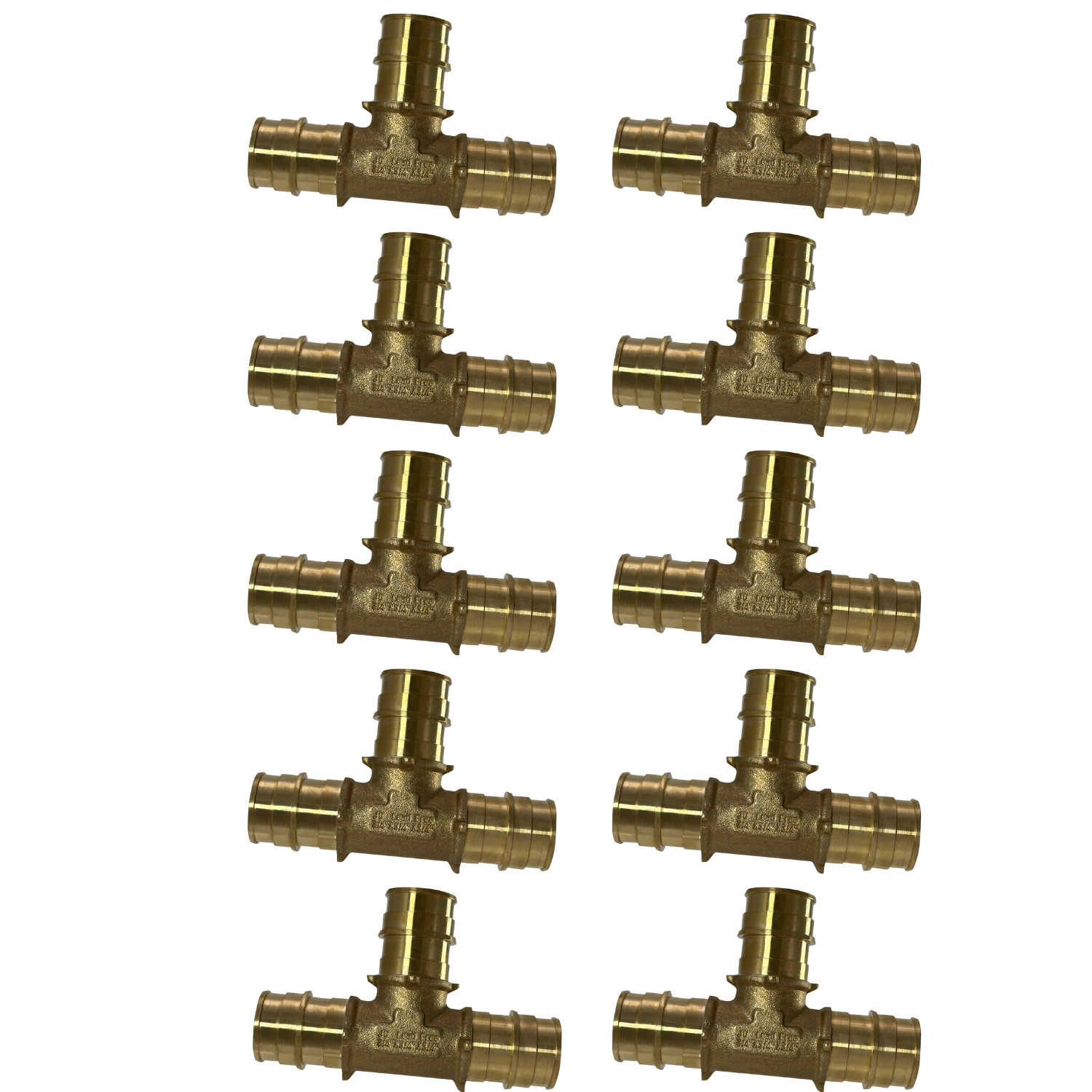 10 Pack XFITTING 3/4" PEX-A Expansion Tee, F1960 Tee, Lead Free Brass