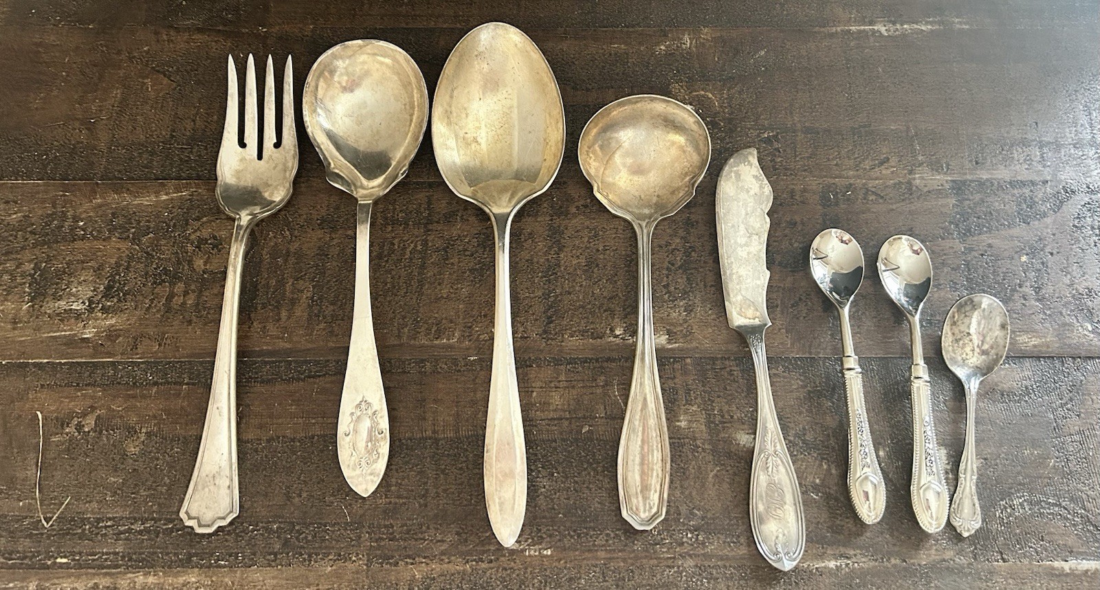 VTG Silverware Lot Flatware Silver Plate Utensils Mixed Lot Of 8