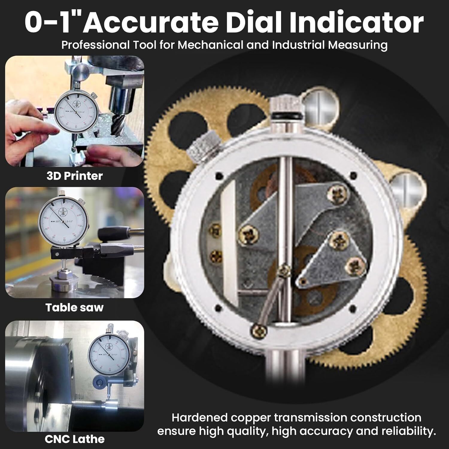Dial Indicator with Magnetic Base 0-1.0" & Point Dial Test Indicator 0.001" Set