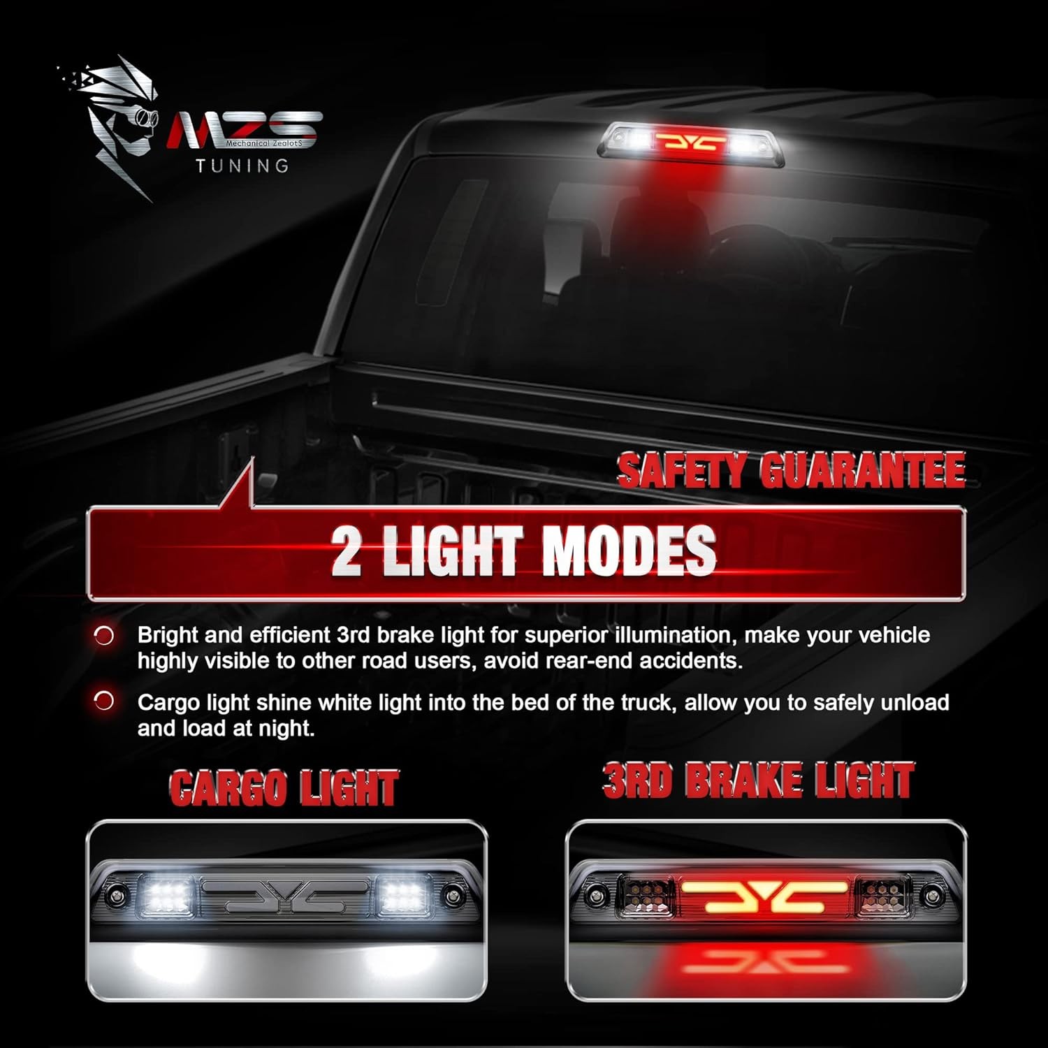 Luz freno tercera LED impermeable p/ F150 2009-2014, rojo/blanco