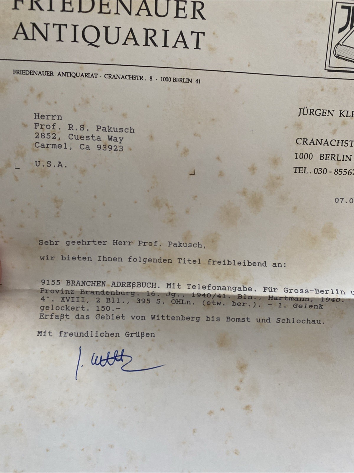 German BERLIN Phone Book 1940-41 WW2 Address Telephone Vintage Directory Germany