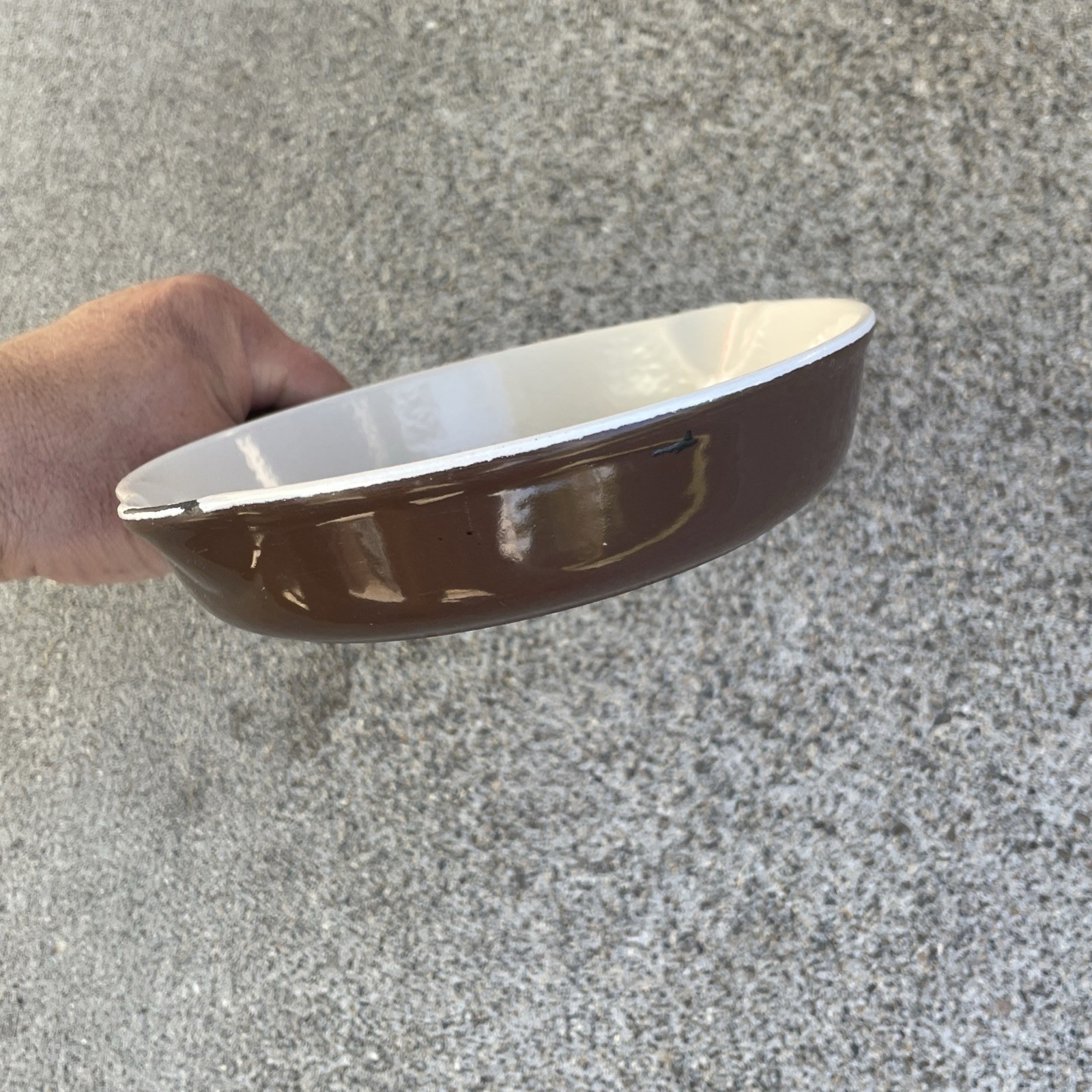 Vintage #16 Le Creuset 6.5" Spouted Skillet Frying Pan Brown Enamel Cast Iron