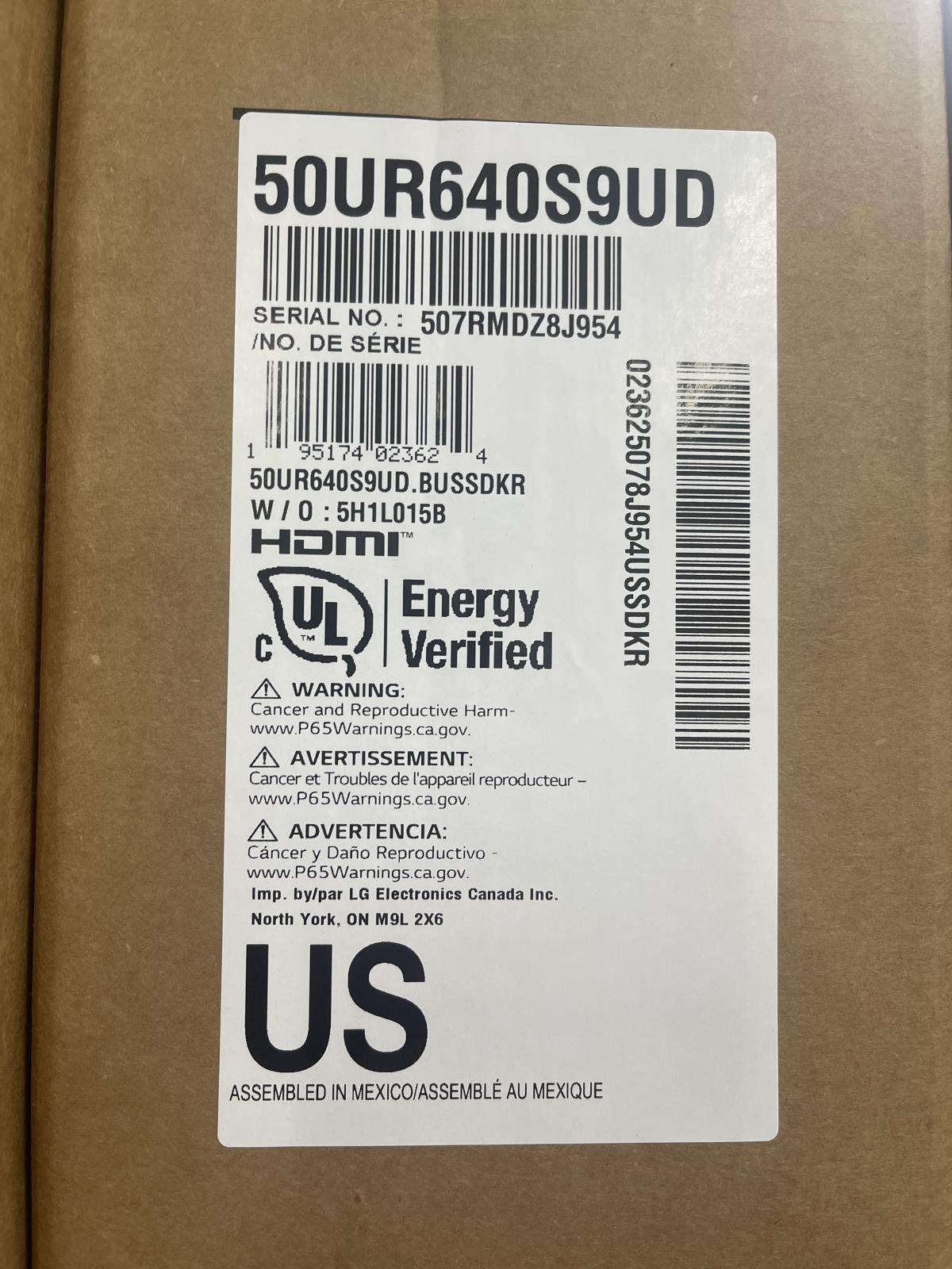 LG 50" 4K TV UR640S Commercial Display LED UHD Digital Signage 50UR640S9UD