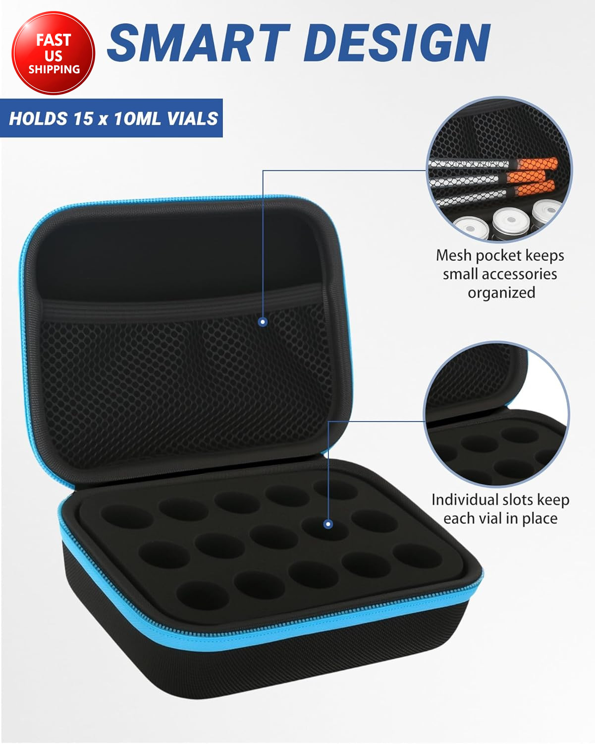 15 Slots 10Ml Peptide Case, Insulin Vial Holder, Peptide Storage Case for Fridge