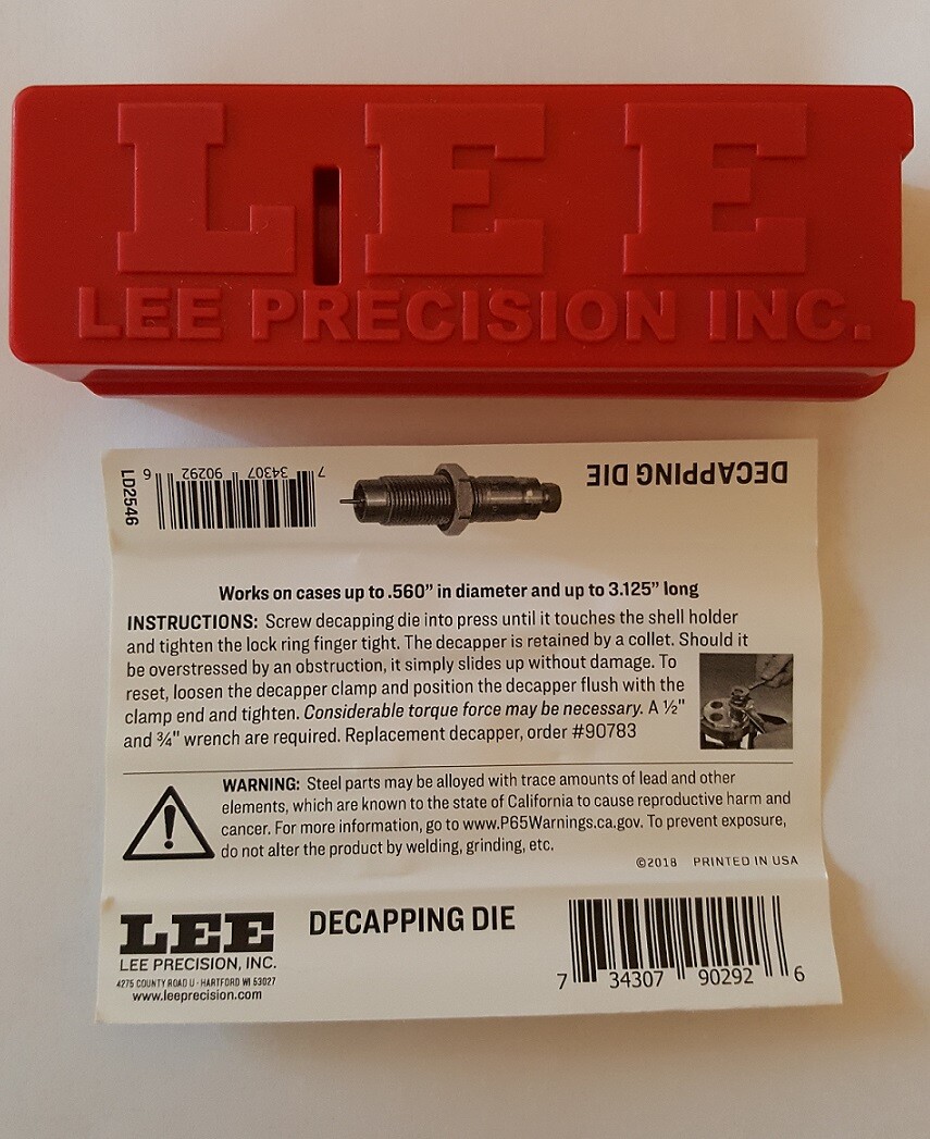 Lee Universal Depriming and Decapping Die 90292 Factory New