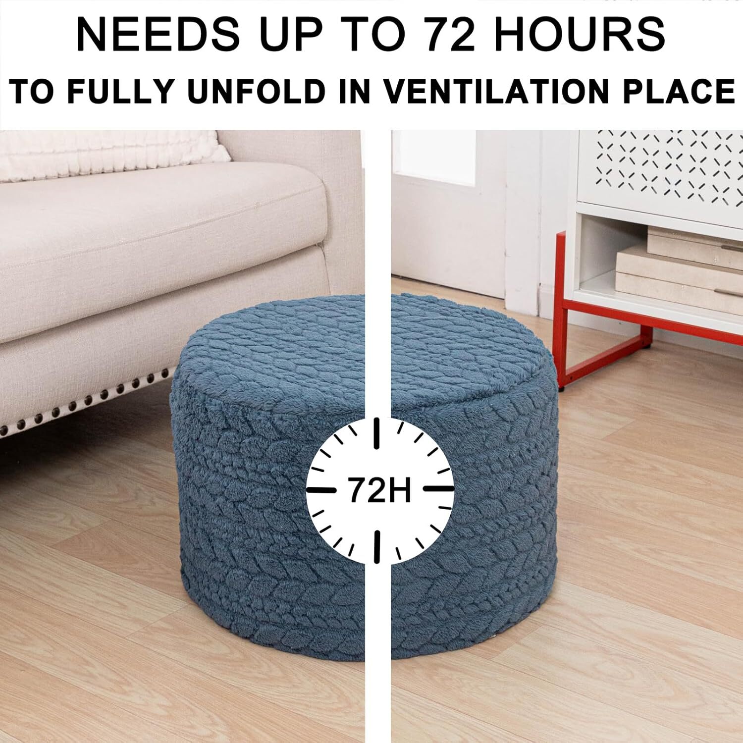 Round Pouf Ottoman 20x14 In Floor Pouffe Ottoman Foot Rest for Couch Living Room
