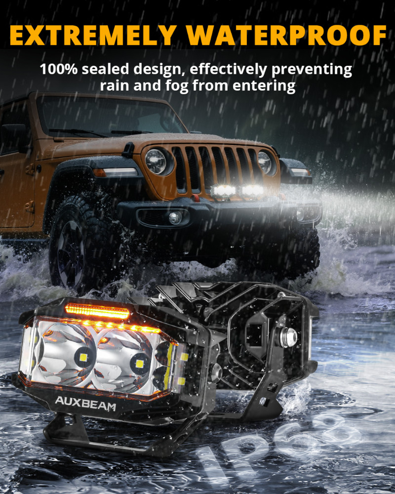 2x AUXBEAM 4" Side Shooter LED Work Light Bar Spot Pods Ditch Fog Lamp Amber DRL