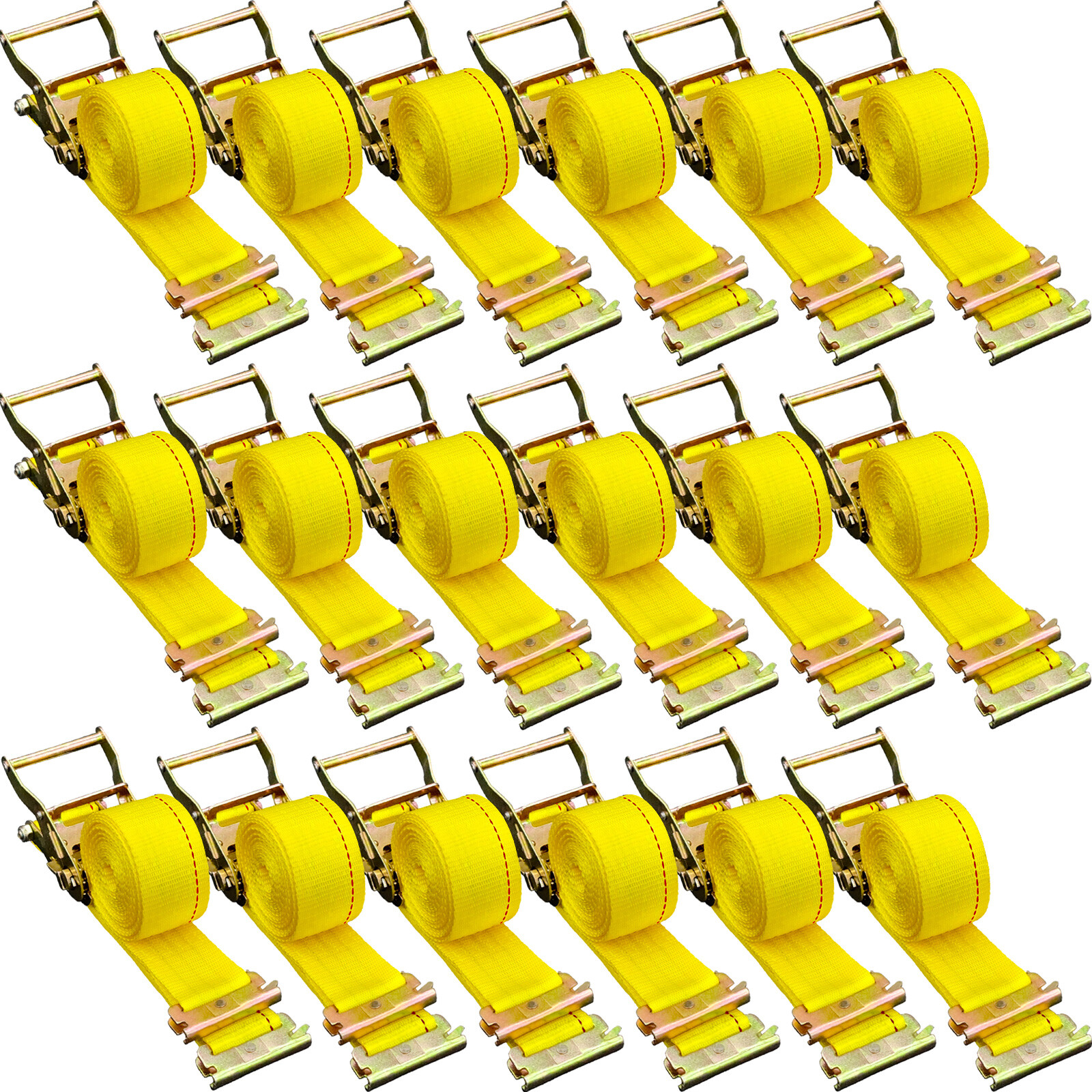 E-Track Ratchet Straps 18-Pack 2" x 15' Tie-Down Kit Cargo Van Truck Trailer