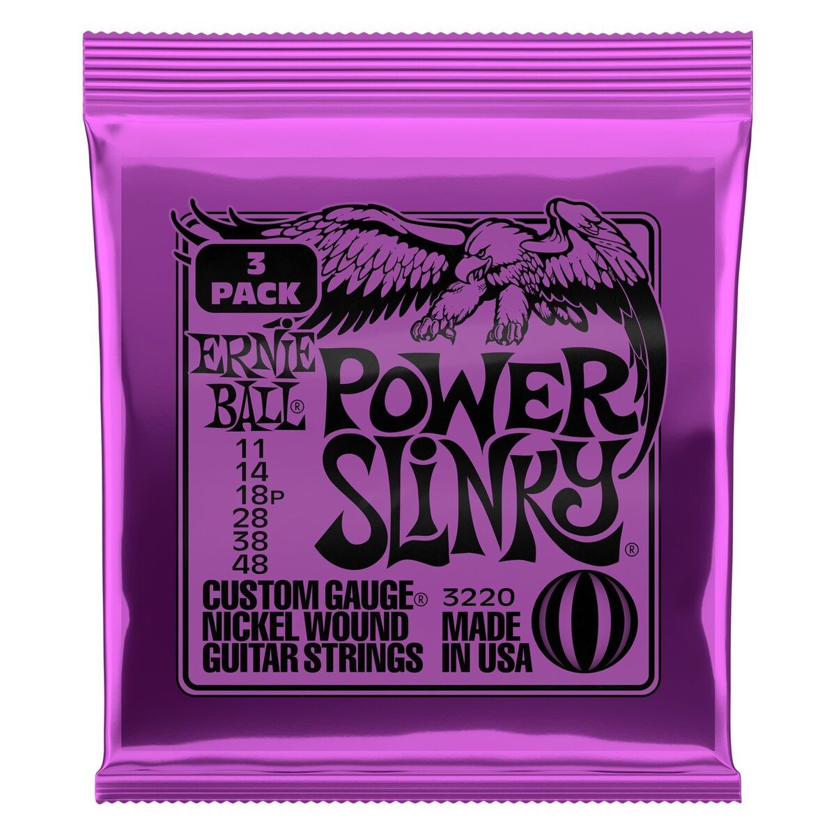 **3 SETS ERNIE BALL 2220 POWER SLINKY ELECTRIC GUITAR STRINGS 11-48**