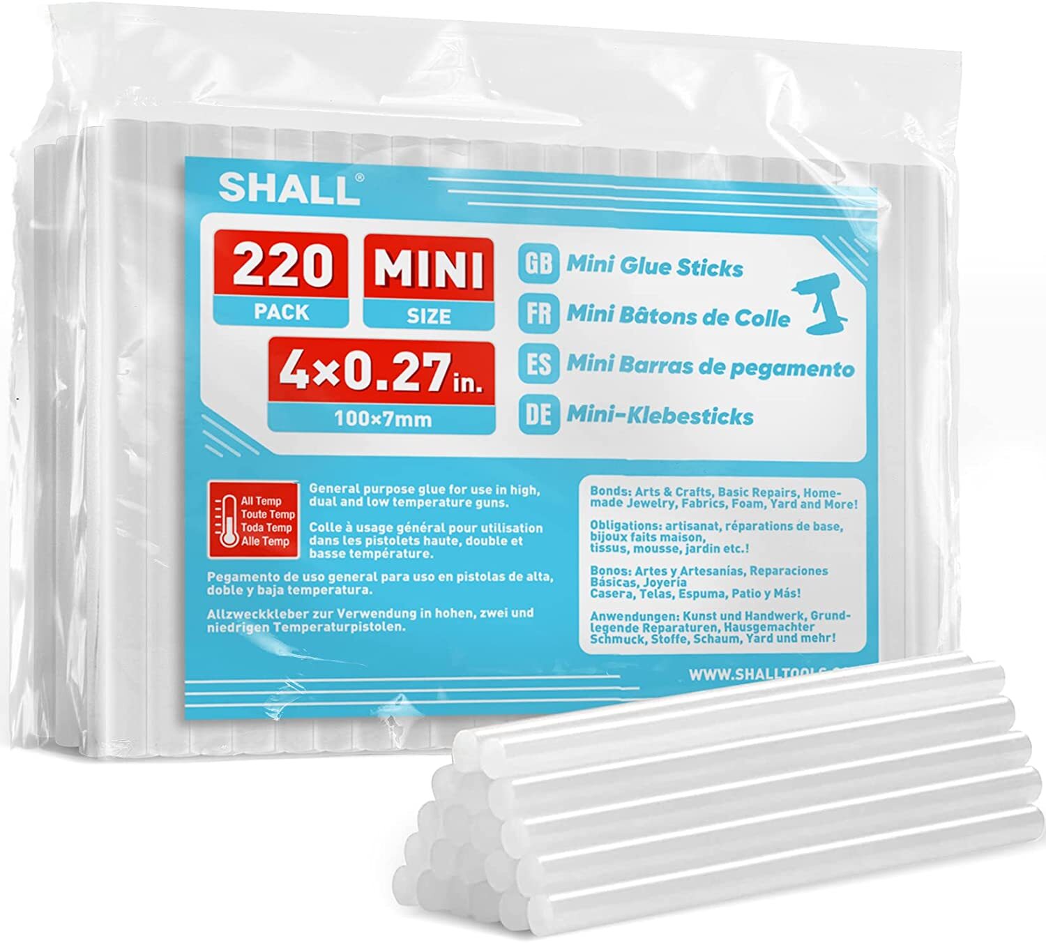 SHALL Hot Melt Glue Gun Stick Mini Clear White DIY Art Craft Wholesale