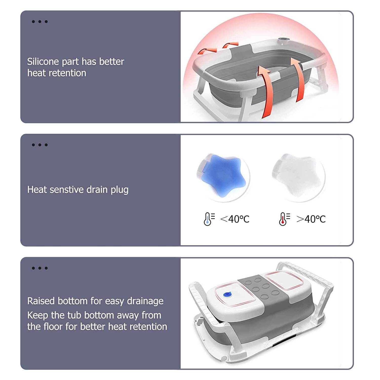 Foldable Baby Bath Tub Collapsible Newborn Safety Infant Shower Bathtub New
