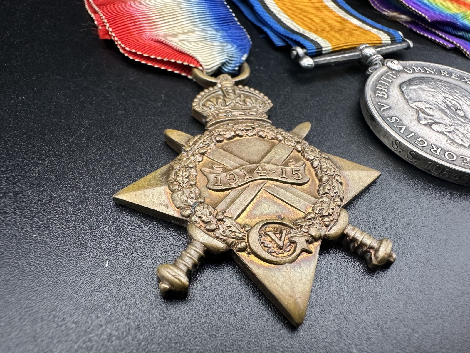 WW1 Star Medal Trio SS.106458 A.E.King STO.1.RN Stoker Royal Navy