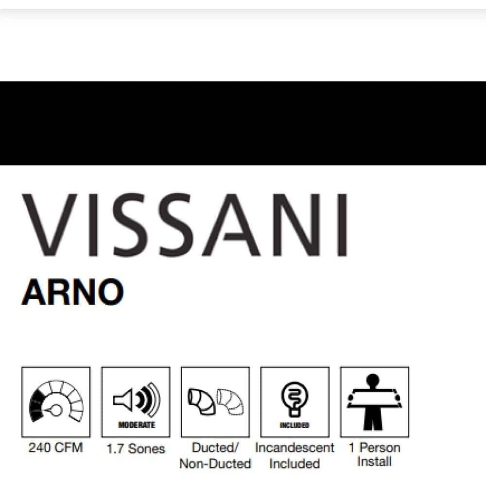 Vissani Arno 30" 240 CFM Under Cabinet Range Hood Black w Light Charcoal Filter