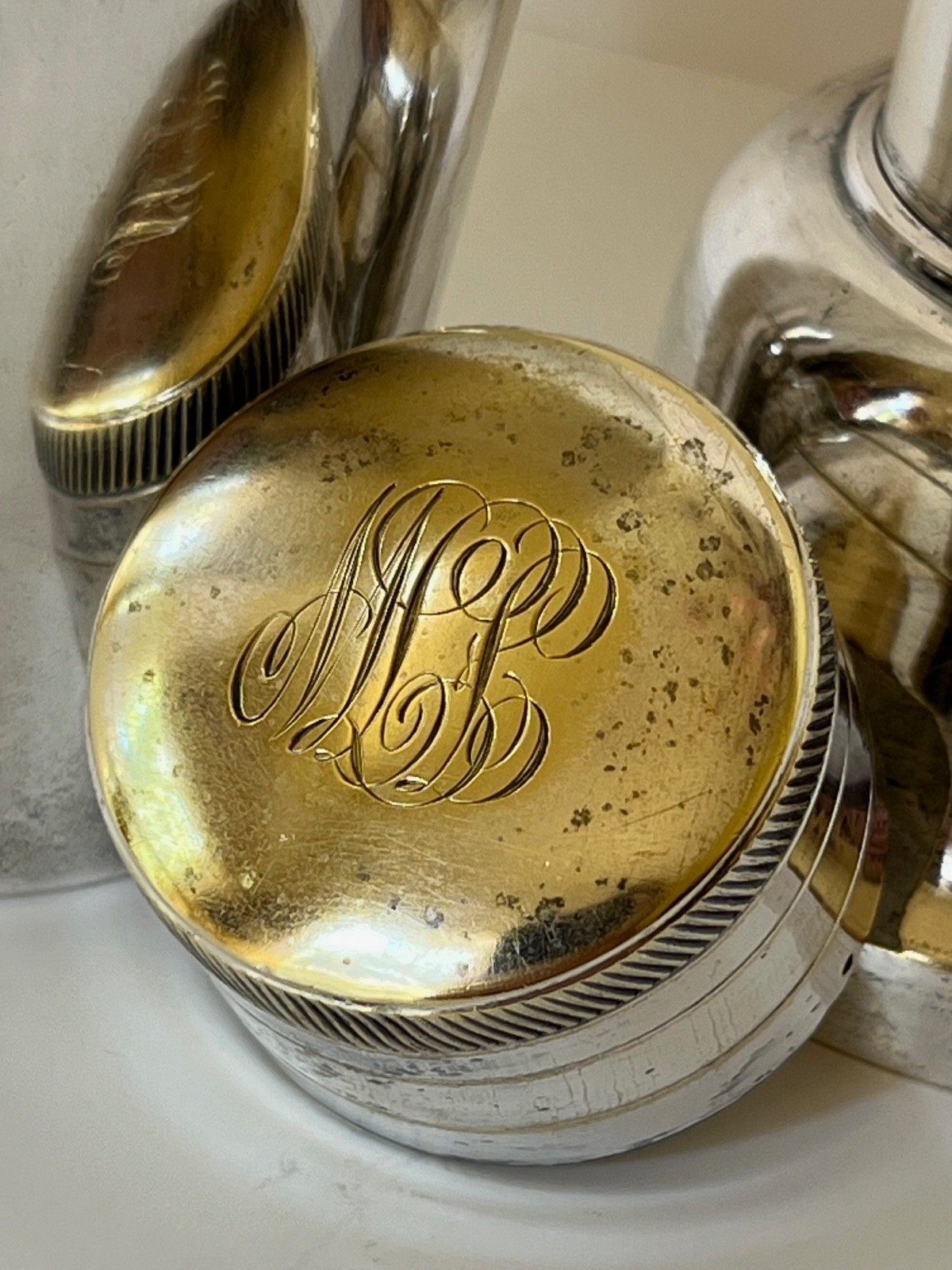 CHAS J HAUCK & SONS SILVER COCKTAIL COMBINATION SHAKER Martini BARWARE 1884