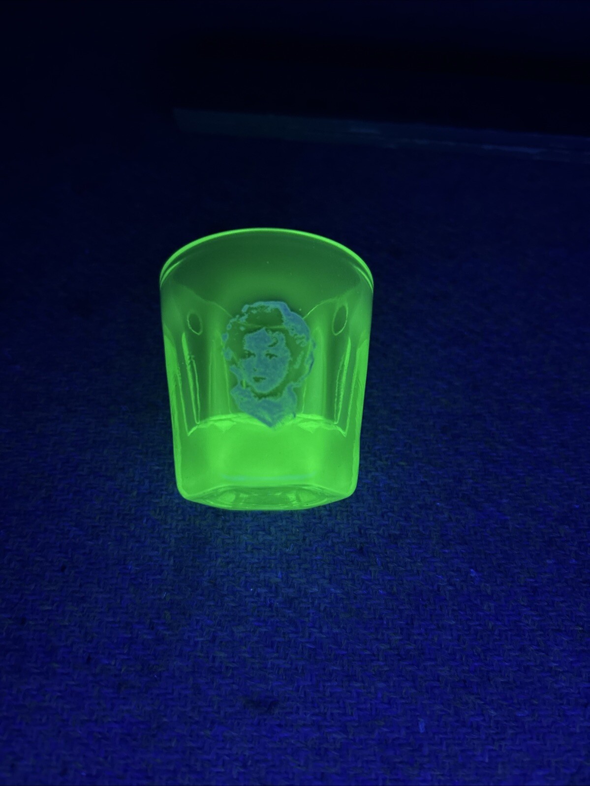 Vintage Antique SUPER RARE Shirley Temple Uranium Glass Shot Glass