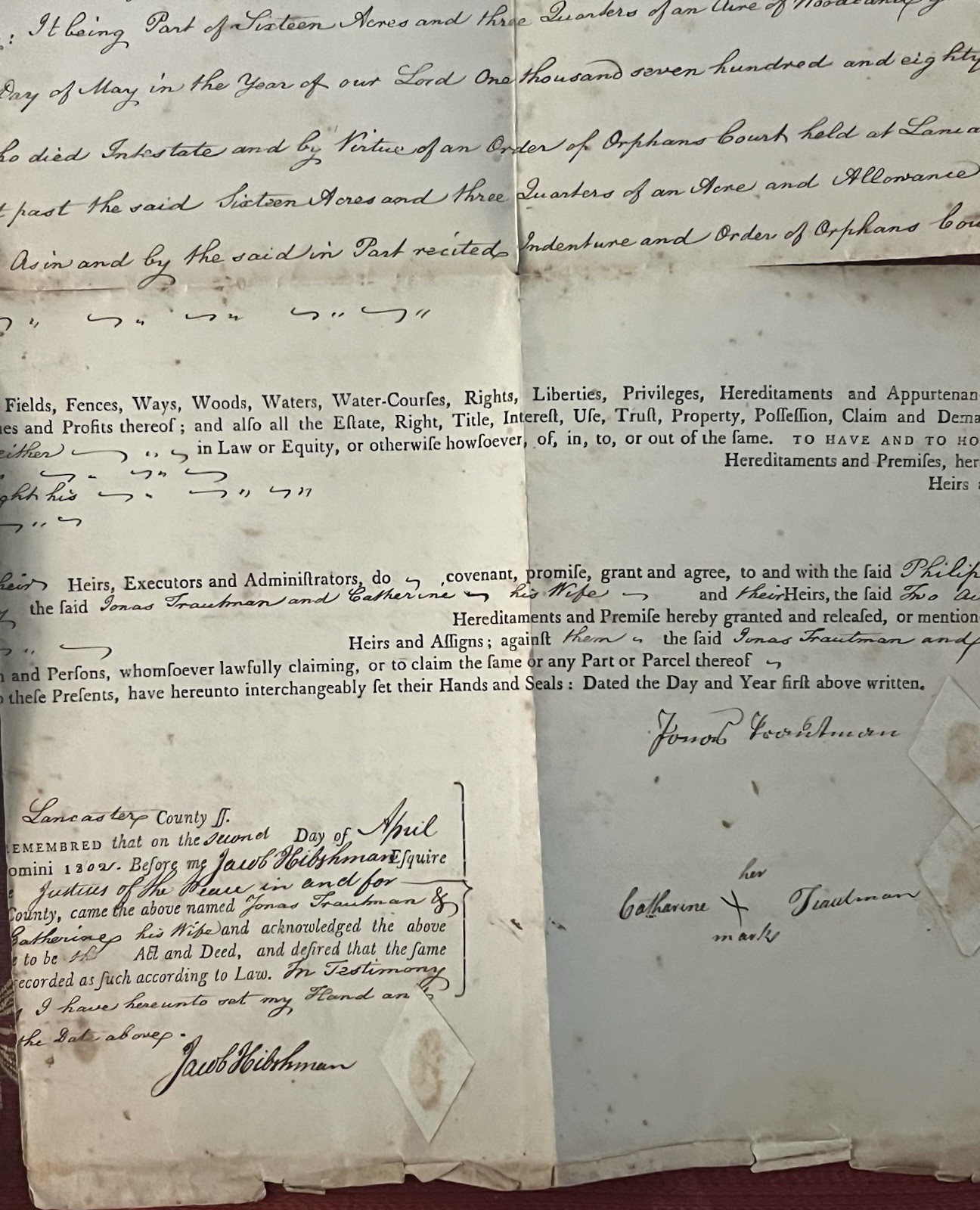 Orig. 1802 Property Deed, Elizabeth Township, Lancaster County, Pennsylvania PA