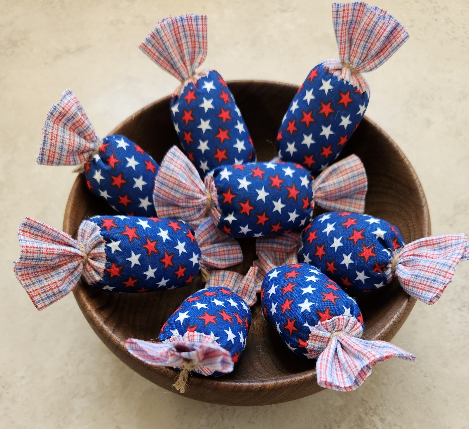 Bowl Filler Americana Patriotic Ornie Fabric 8 Pcs Candy Tier Tray Fabric Decor