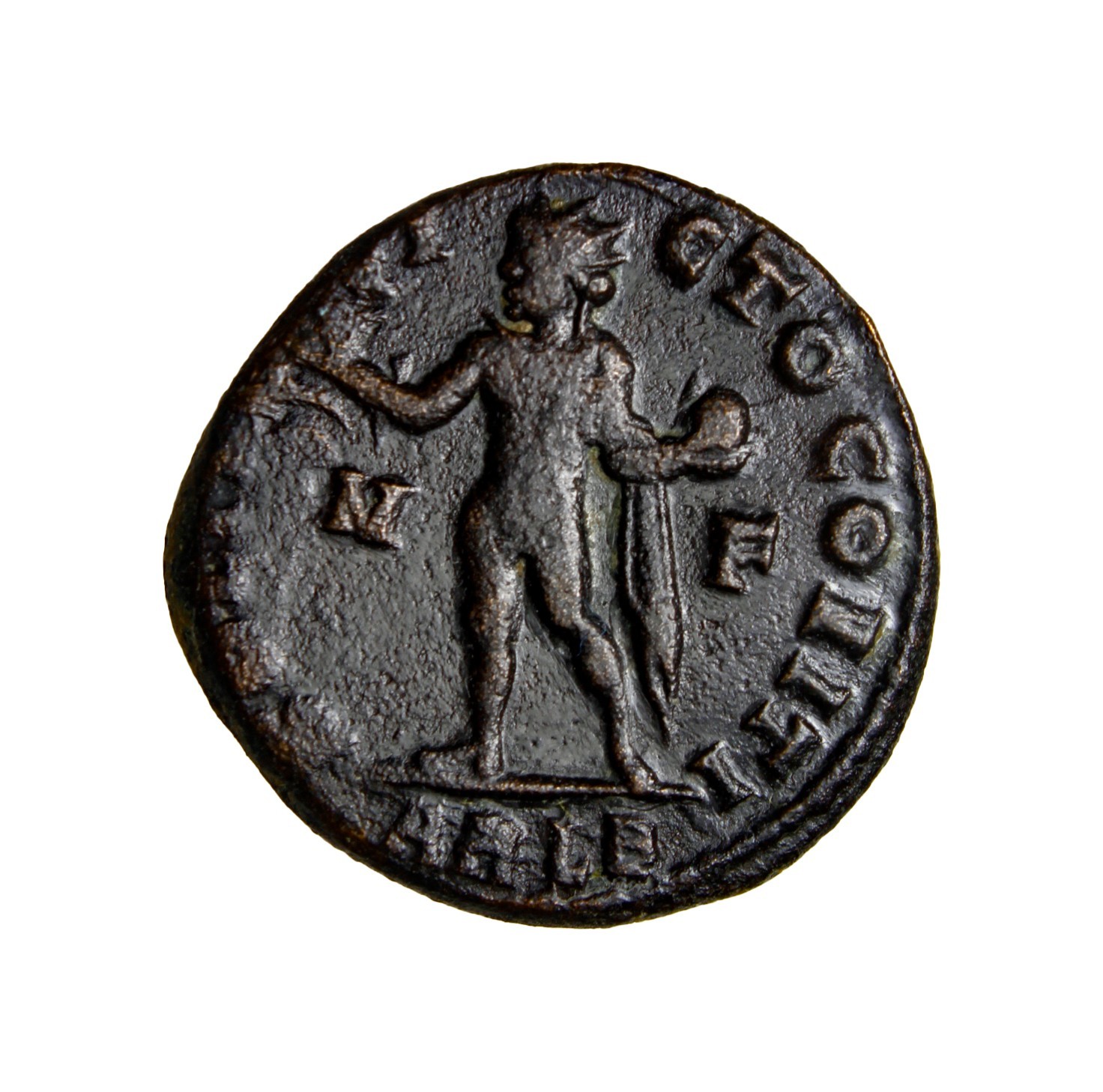 RARE ARLB Constantine I. A.D. 307 AE follis Sol Arles in France Roman Coin