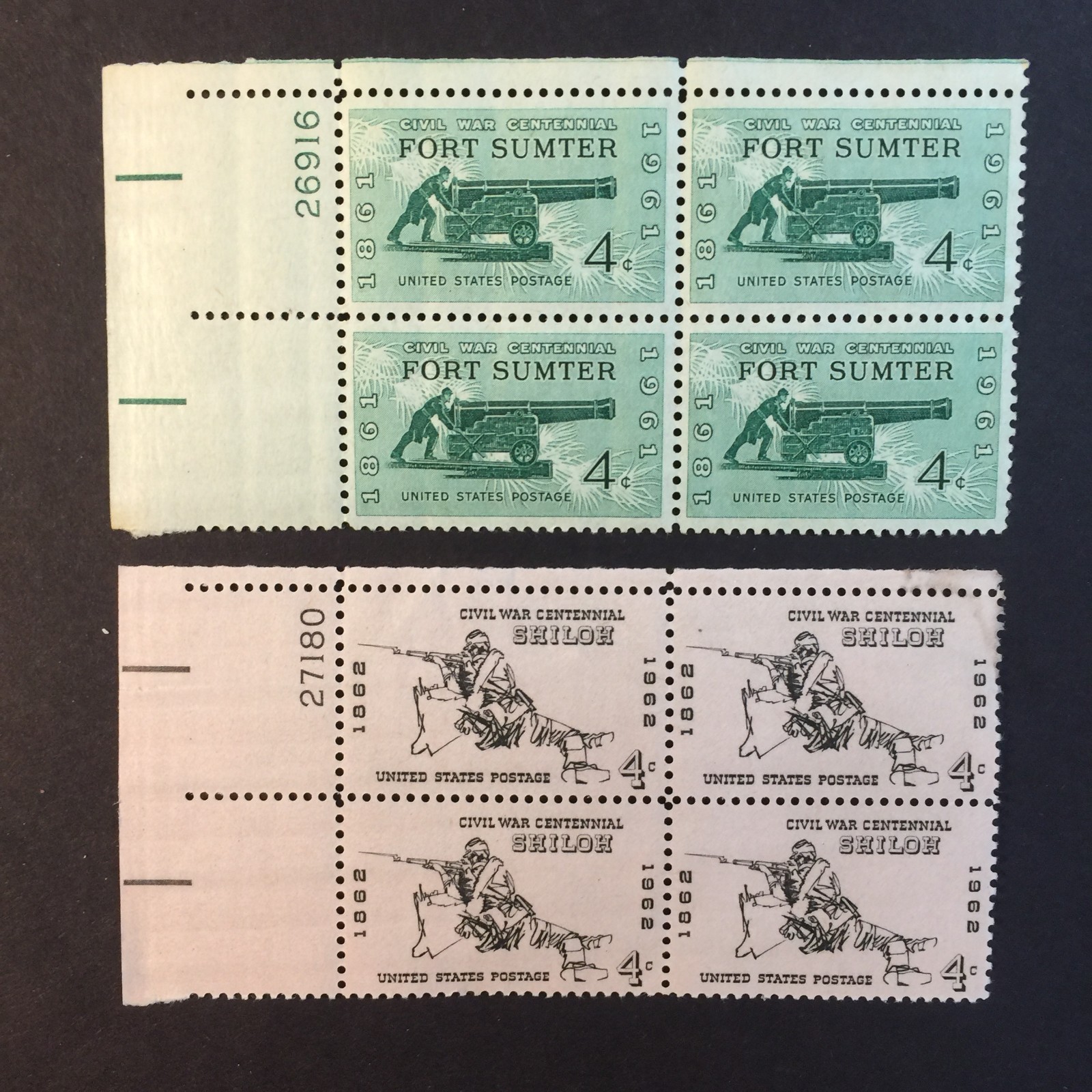 USA, 1178, 1179, CIVIL WAR, PLATE BLOCKS, MINT, NH, VINTAGE COLLECTION