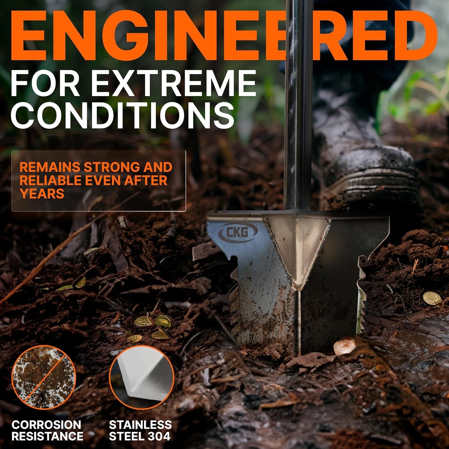 CKG Adjustable Shovel for Metal Detecting Stainless Steel 304 Portable, USED