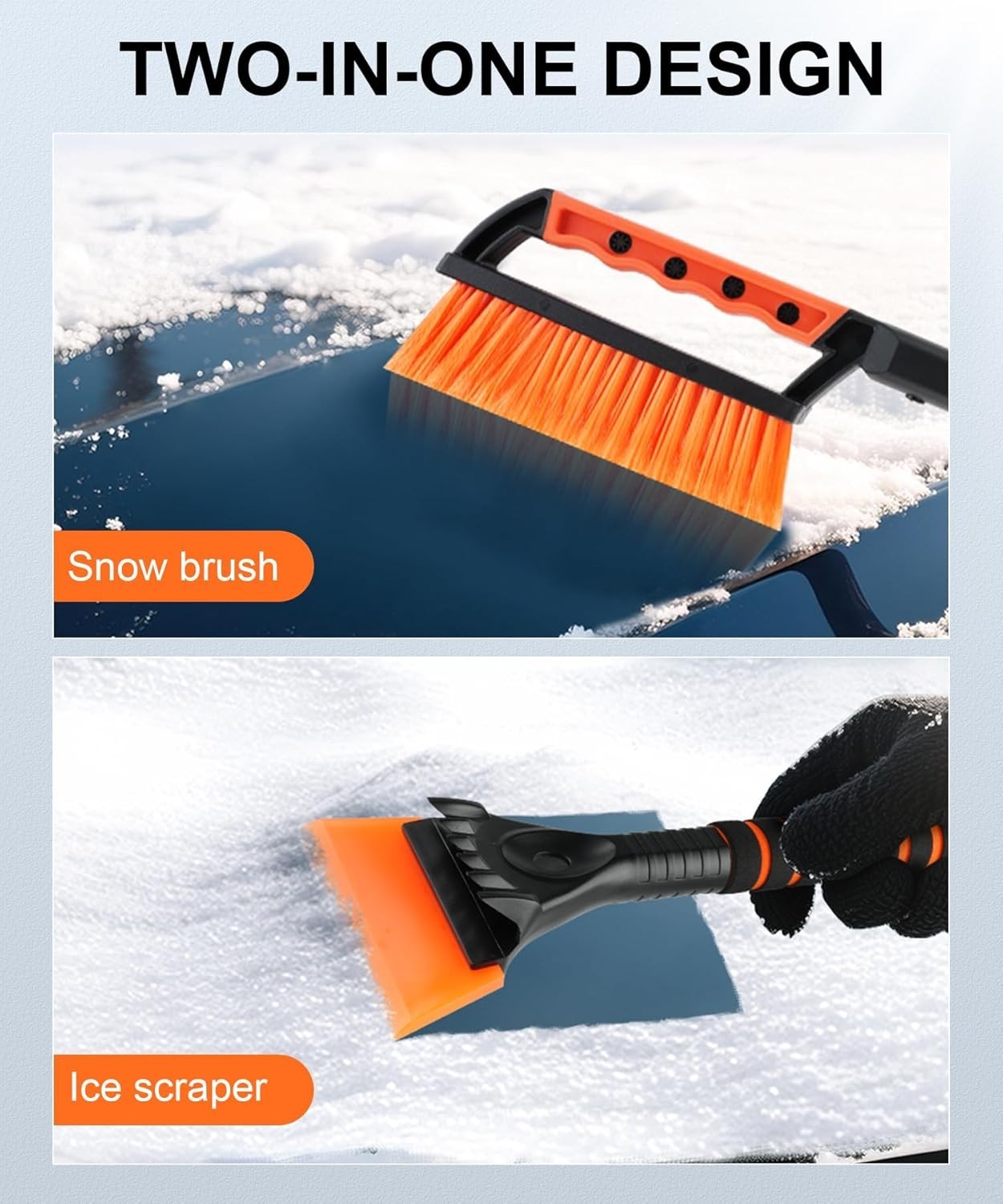 Ice Scraper Snow Brush for Car Windshield 2in1 Extendable Handle Winter Tool