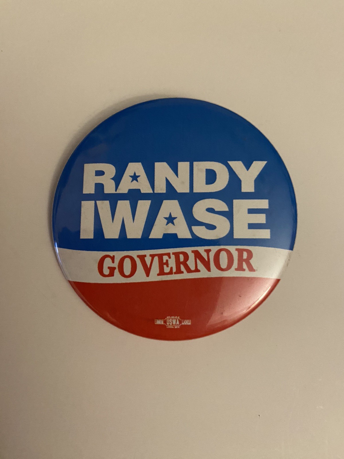 Randy Iwase Governor Pin Back Button P59