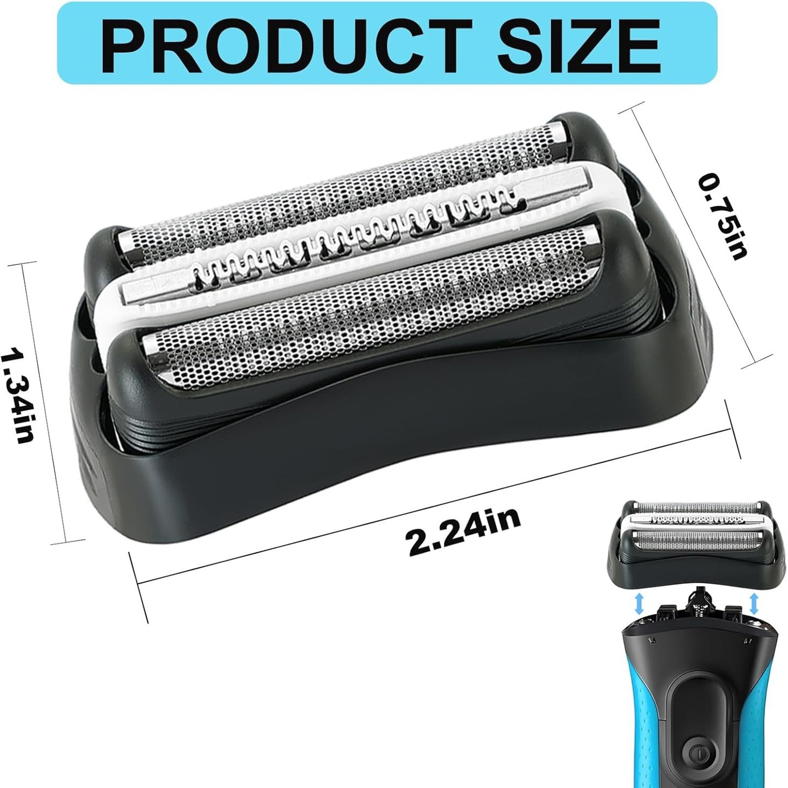 2PACK 32B Replacement Shaver Head Compatible with Braun S3 Razors 301S, 310S