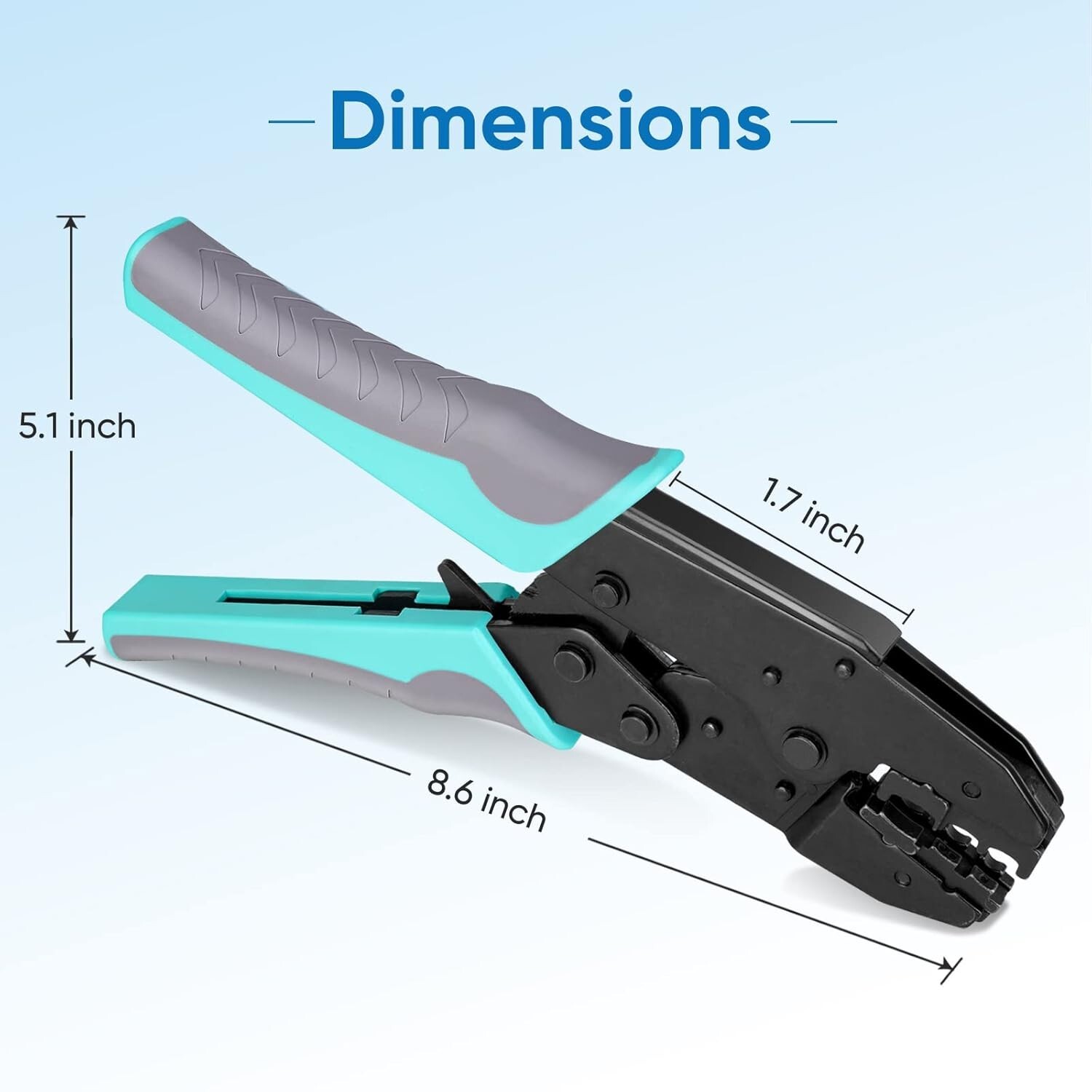 Crimper Tool with Dual-Color Handle for Heat Shrink Connectors - Ratcheting Wire