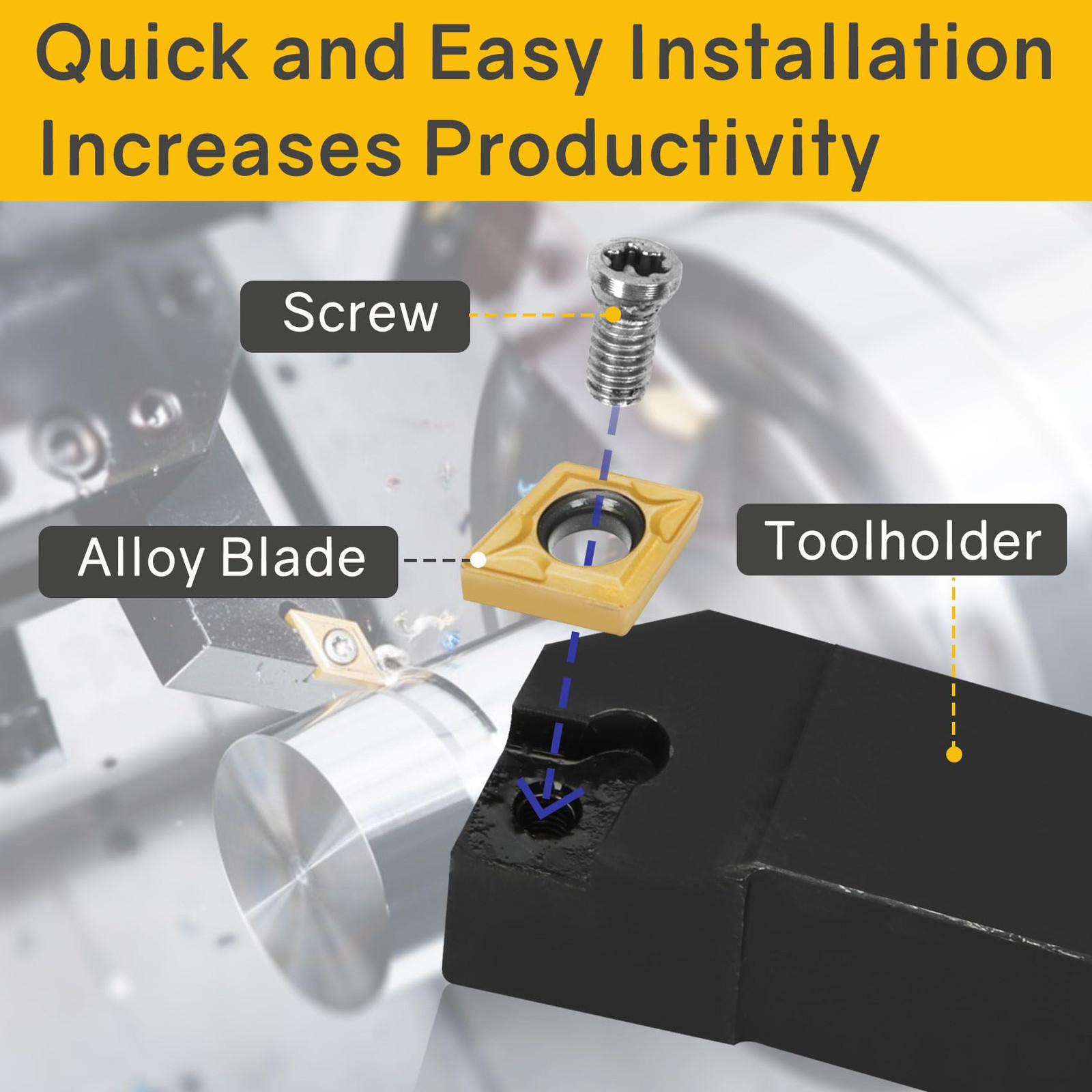 Lathe Turning Tool 21Pcs Kit 5/8 16mm Shank 7 Pcs Metal Lathe Tool Holder Set 1