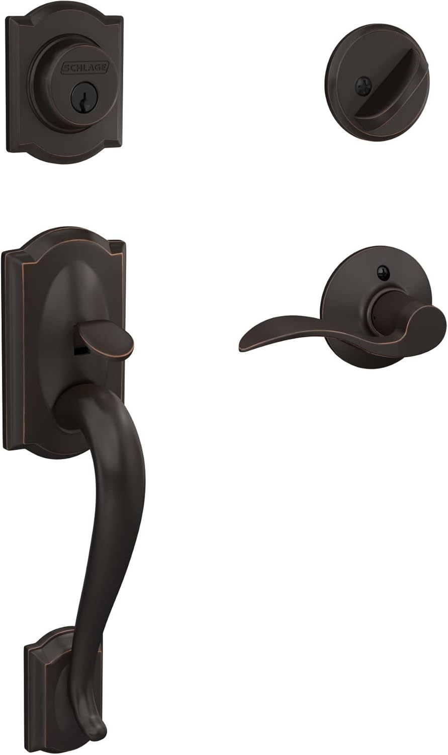 Schlage Camelot Aged Bronze Single Cylinder Door Handleset Accent  Door Handle