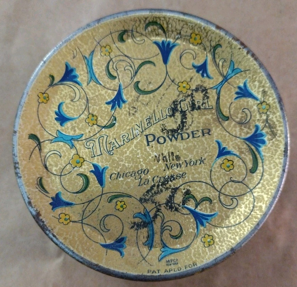 Vintage Marinello Girl Powder Decorative Tin  Rare!  No Powder In Tin See Photos
