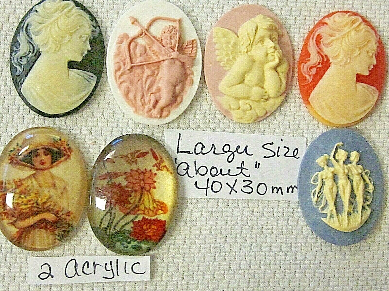 * SALE * VTG 15 CAMEOS 40x30mm HUGE LOT THK JEWELRY RESIN FINDINGS REPAIR CRAFTS