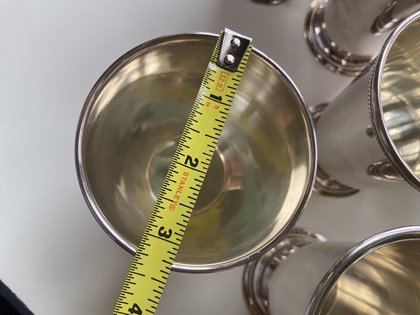 Patrick Henry Silver Plate Mint Julep Cups Beaded Band Exeter Crown Mark Lot 7