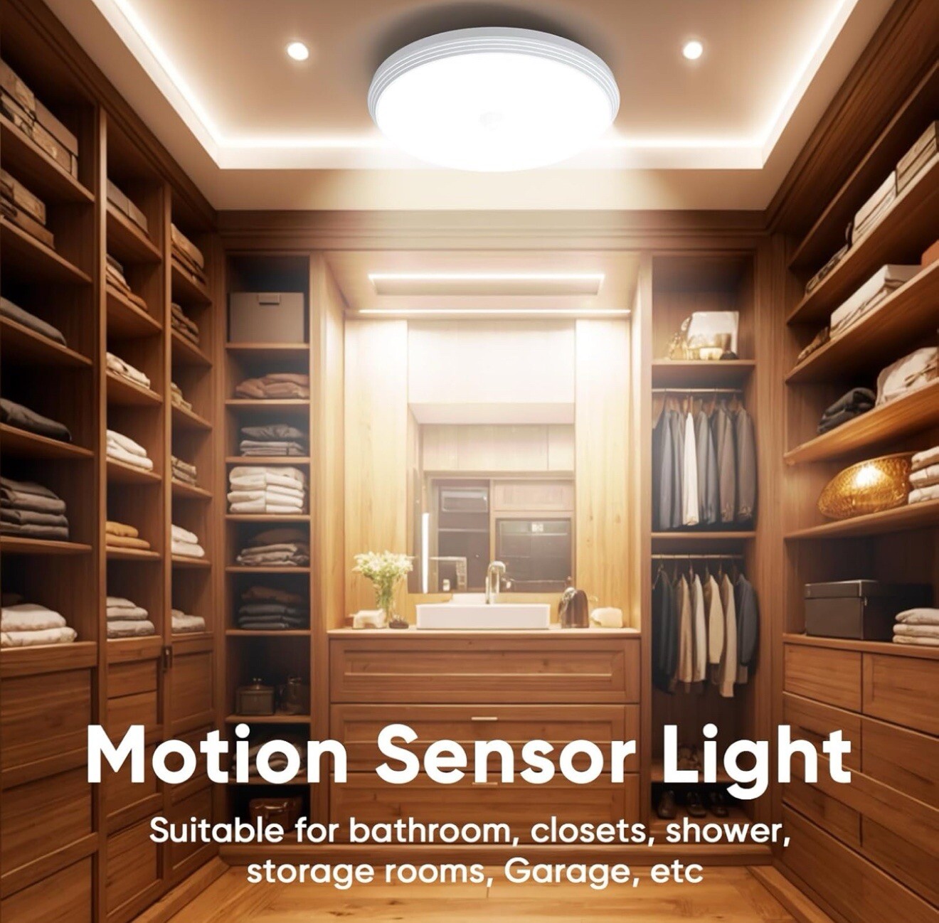 Rechargeable Closet Lights Motion Sensored, Battery Operated Ceiling Multicolor