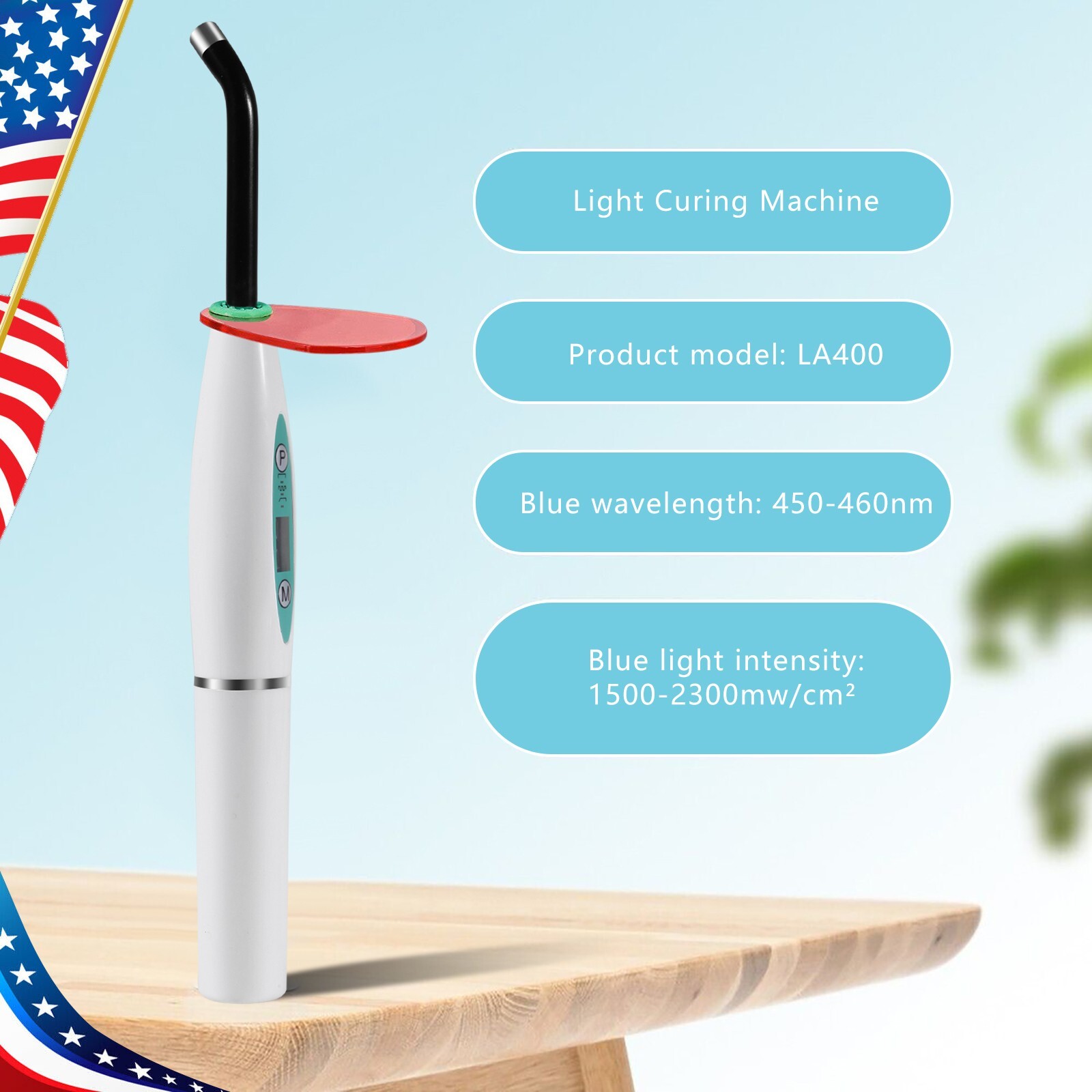 Dental Wireless Cordless LED Cure Curing Light Lamp 2000mw 5W Tool Resin Cure US