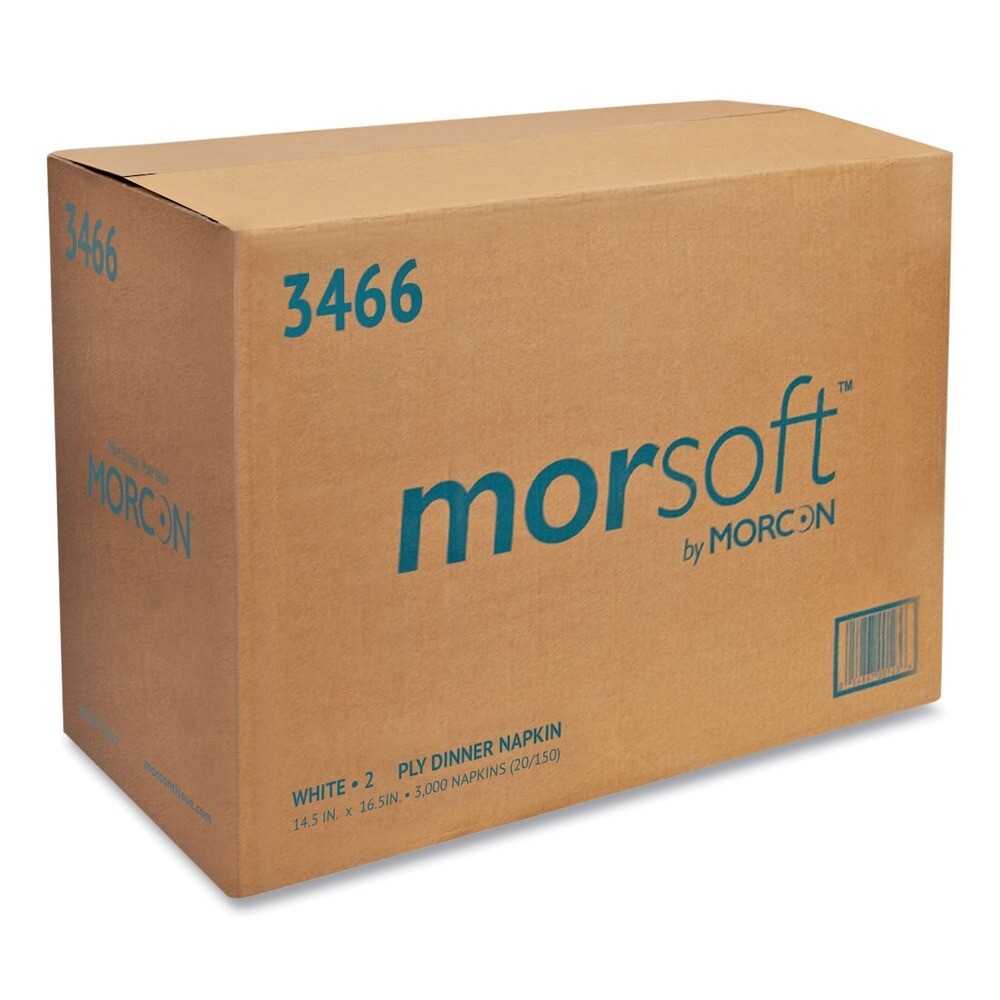Morcon Paper 3466 Morsoft 14.5" x 16.5" 2-Ply Dinner Napkins - Wht 3,000/CT New