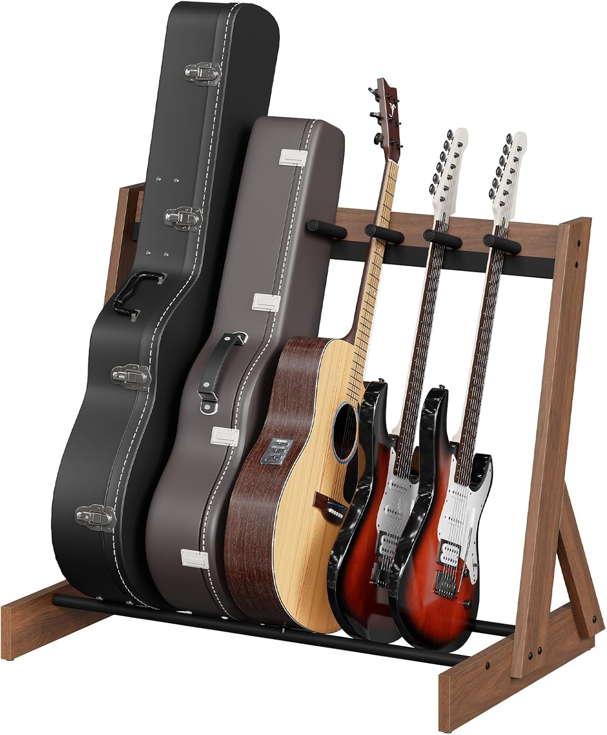 Guitar Stand, Hardwood Guitar Rack for Multiple Instruments, Multi-Guitar Sto...