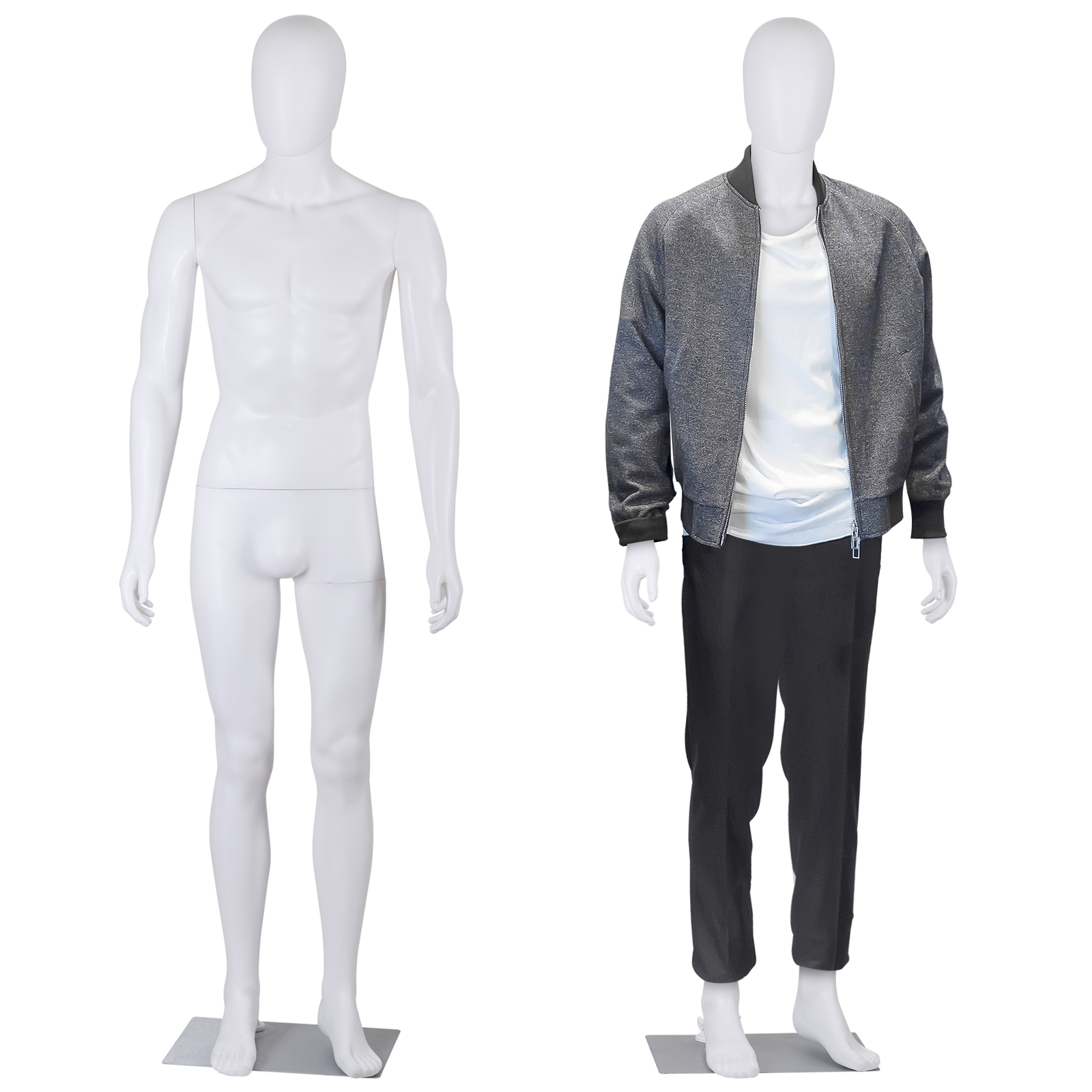 Mannequin Full Body Head Turns Sewing Dress Form 73" White Male Mannequin w/Base