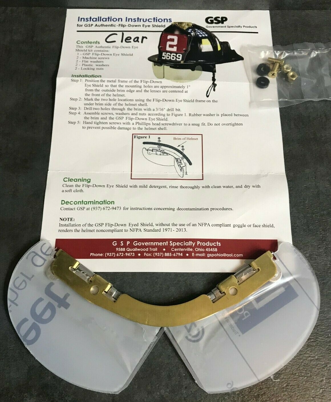 GSP Flip Down Eye Shield (Bourkes) for Fire Helmets