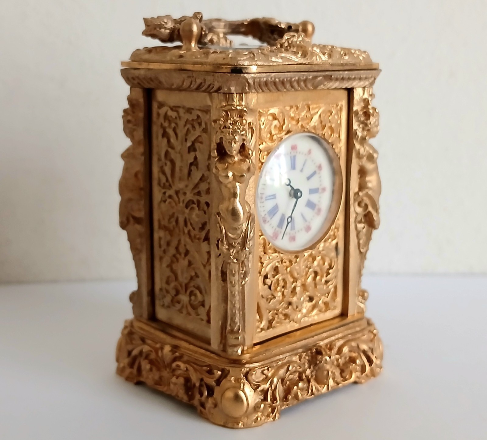 Miniature French Style Clock. Excellent Working Condition with Key.