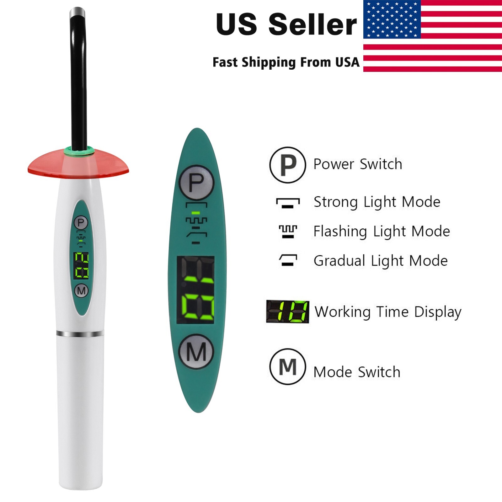 Dental Wireless Cordless LED Cure Curing Light Lamp 2000mw 5W Tool Resin Cure US