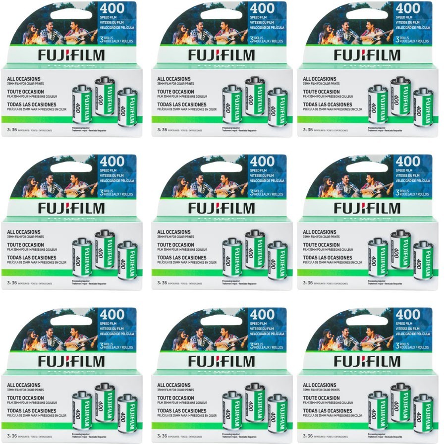 9x Fujifilm 400 Color Negative 35mm Film, 36 Exposure, 3 Pack =Total 27 Rolls