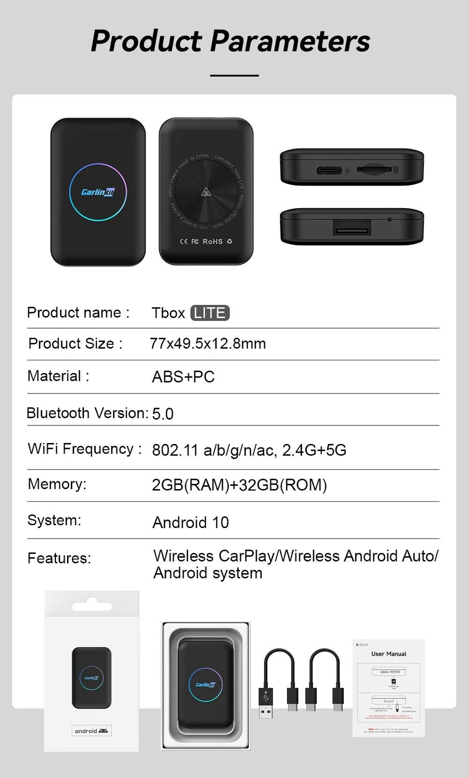 2024 CarlinKit Car Android Smart TV Ai Box Wireless CarPlay Android Auto Adapter